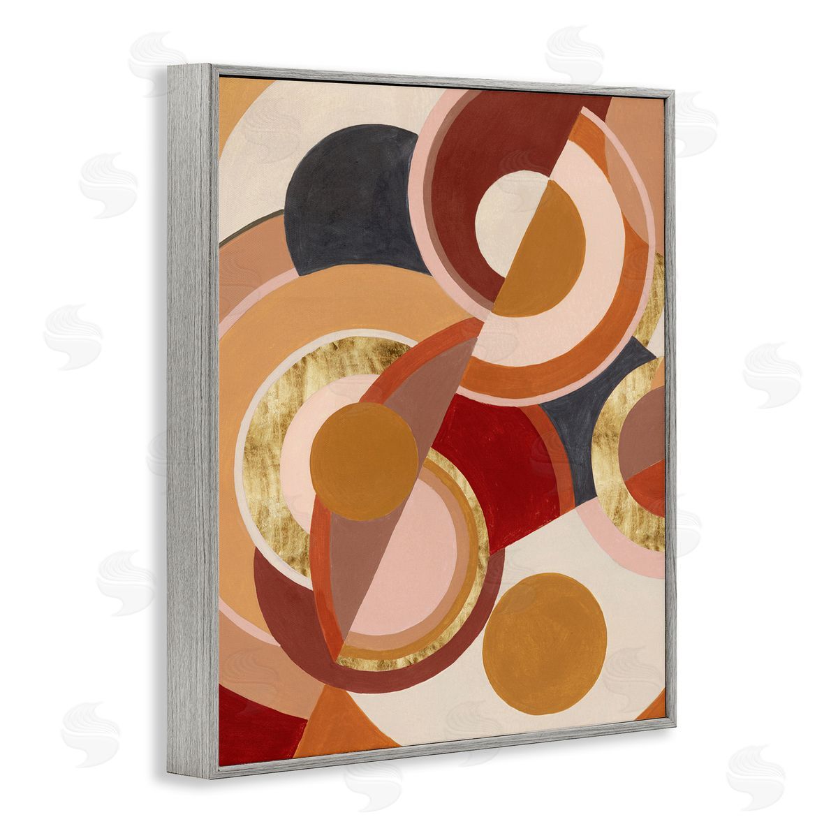 Abstract Asymmetric Circles Brown Grey Frame Print Wall Art, Home Decor by Grace Popp