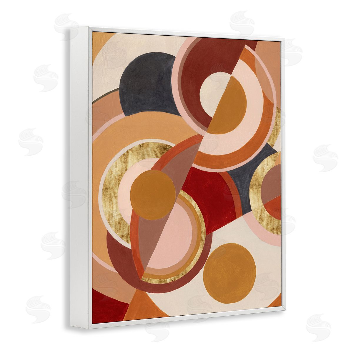Abstract Asymmetric Circles Brown White Frame Print Wall Art, Home Decor by Grace Popp
