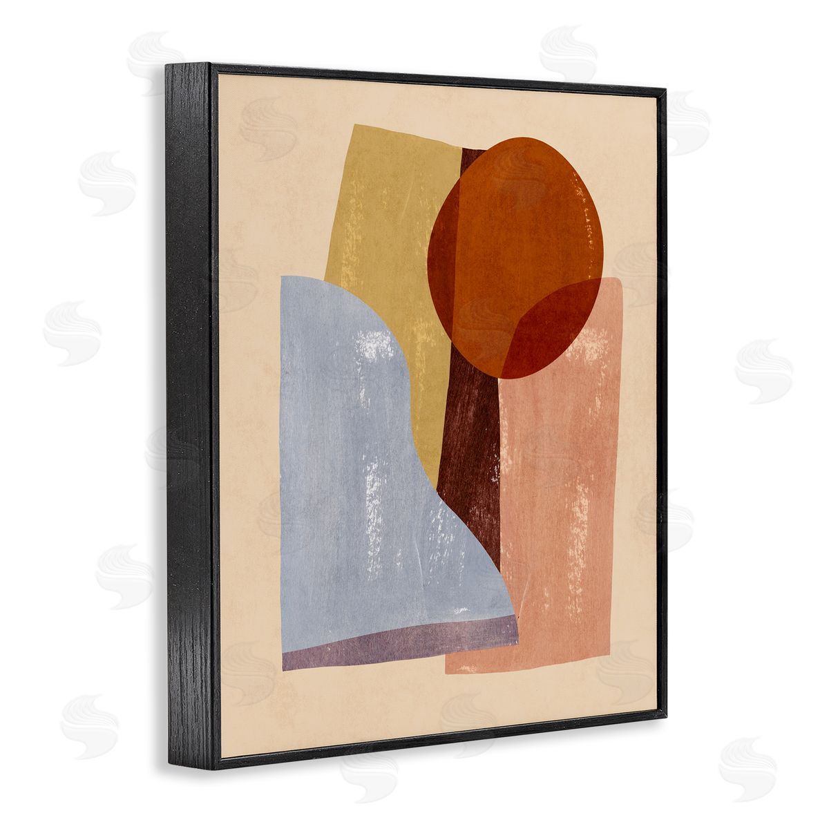 Abstract Colorblock Shapes Brown Black Frame Print Wall Art, Home Decor by Annie Warren