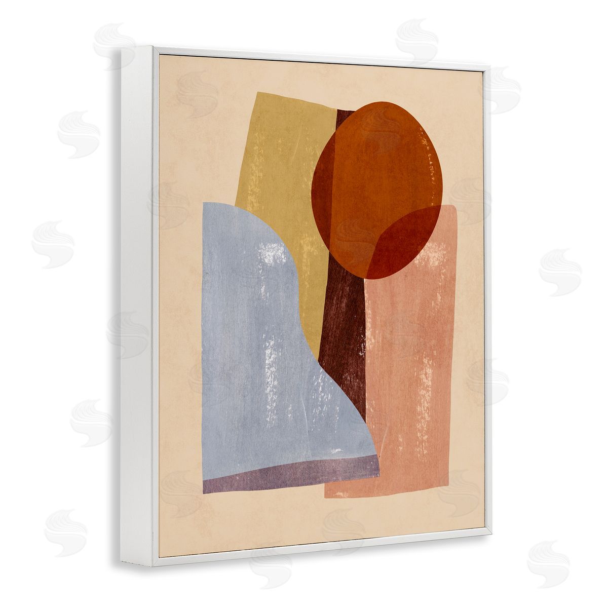 Abstract Colorblock Shapes Brown White Frame Print Wall Art, Home Decor by Annie Warren