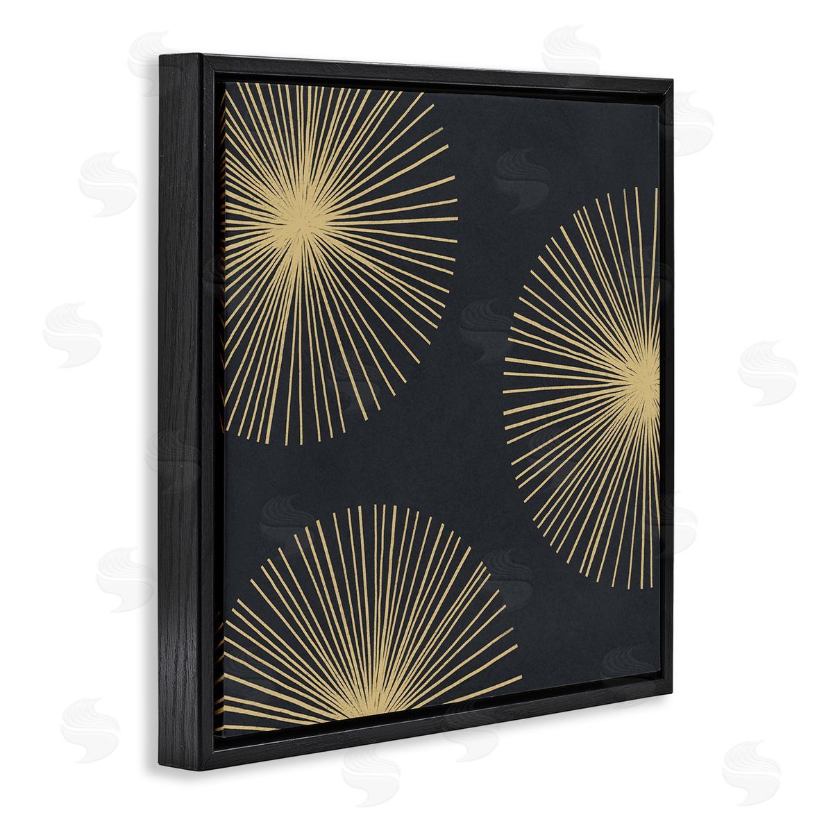 Abstract Round Star Shapes Black Floating Frame Canvas Wall Art, Home Decor by Emma Caroline
