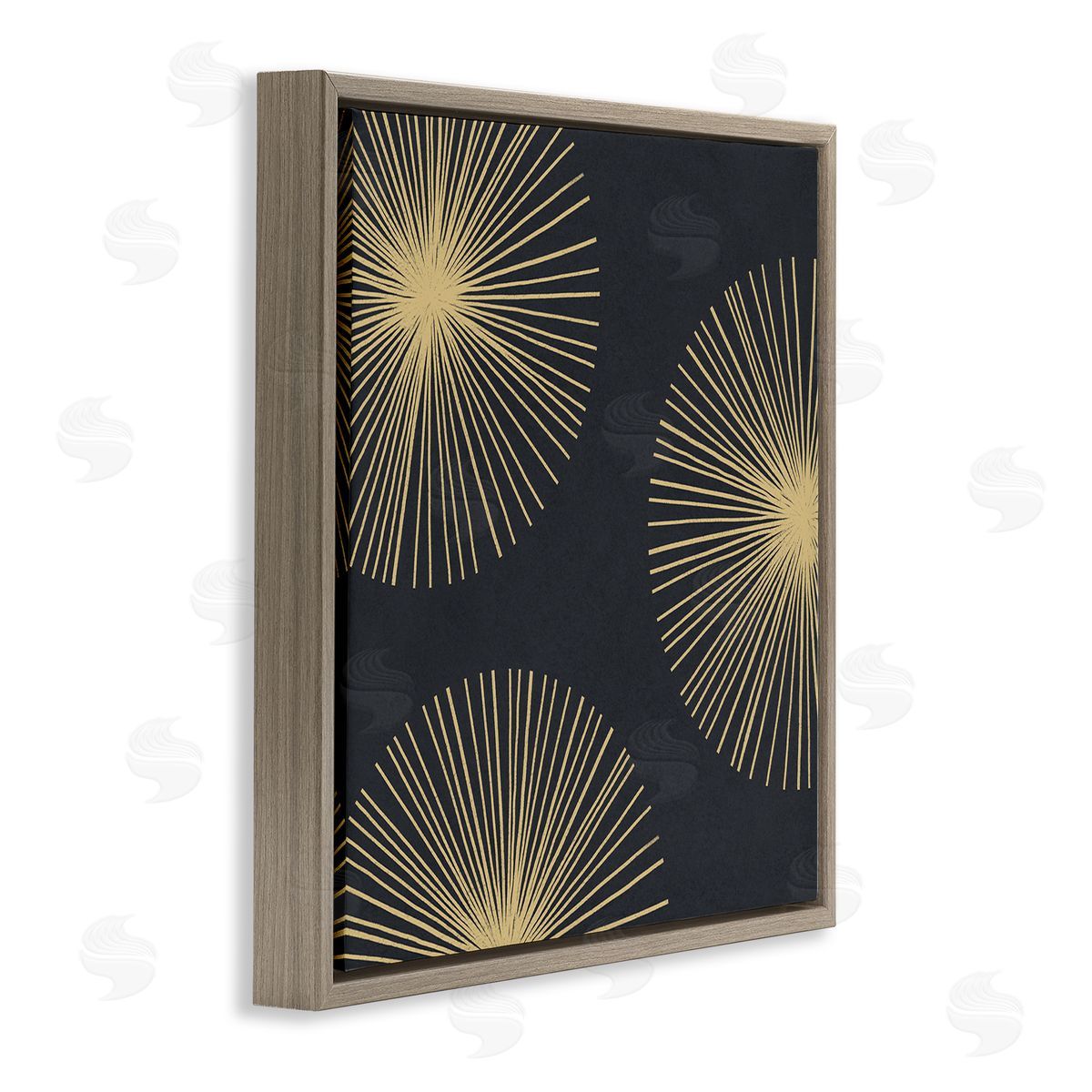 Abstract Round Star Shapes Brown Floating Frame Canvas Wall Art, Home Decor by Emma Caroline