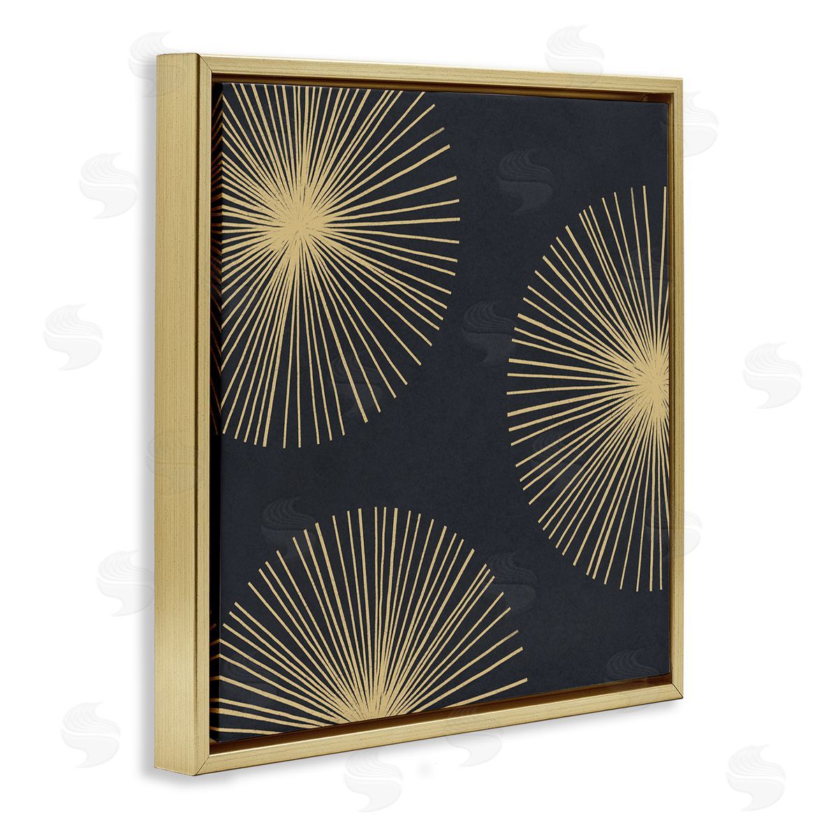 Abstract Round Star Shapes Gold Floating Frame Canvas Wall Art, Home Decor by Emma Caroline