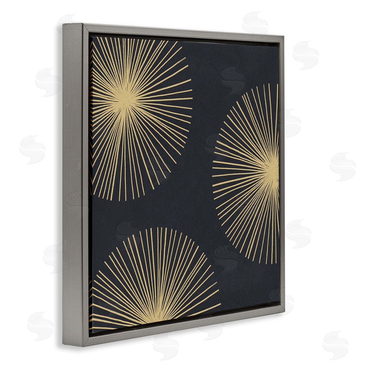 Abstract Round Star Shapes Grey Floating Frame Canvas Wall Art, Home Decor by Emma Caroline
