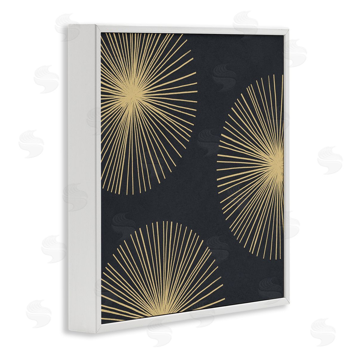 Abstract Round Star Shapes White Frame Print Wall Art, Home Decor by Emma Caroline