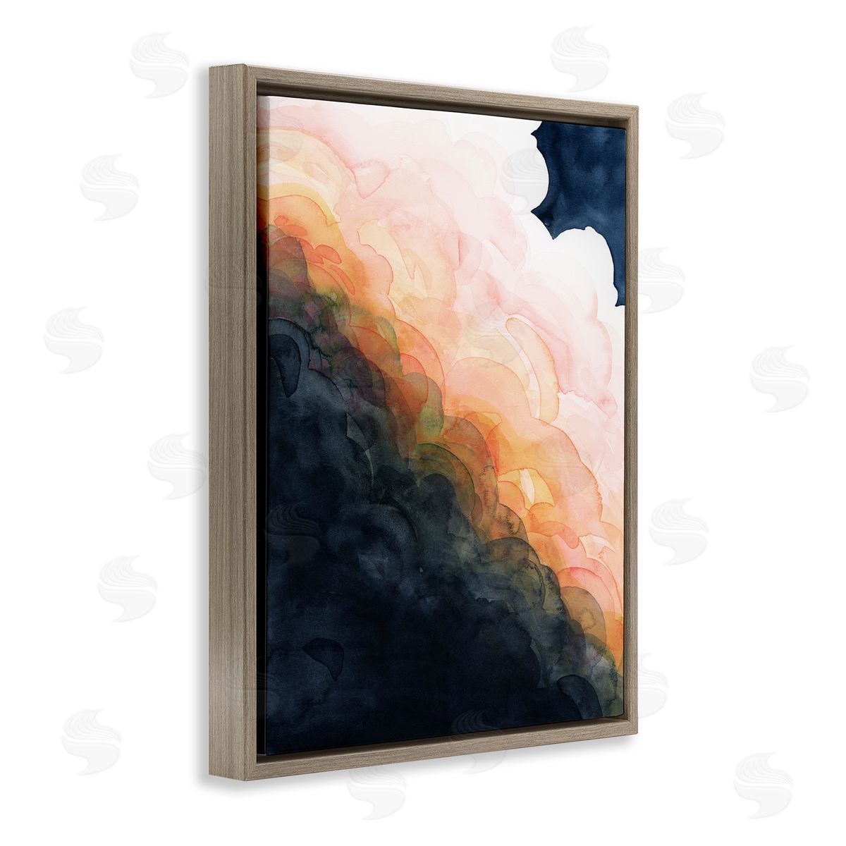 Abstract Sunset Storm Clouds Brown Floating Frame Canvas Wall Art, Home Decor by Grace Popp