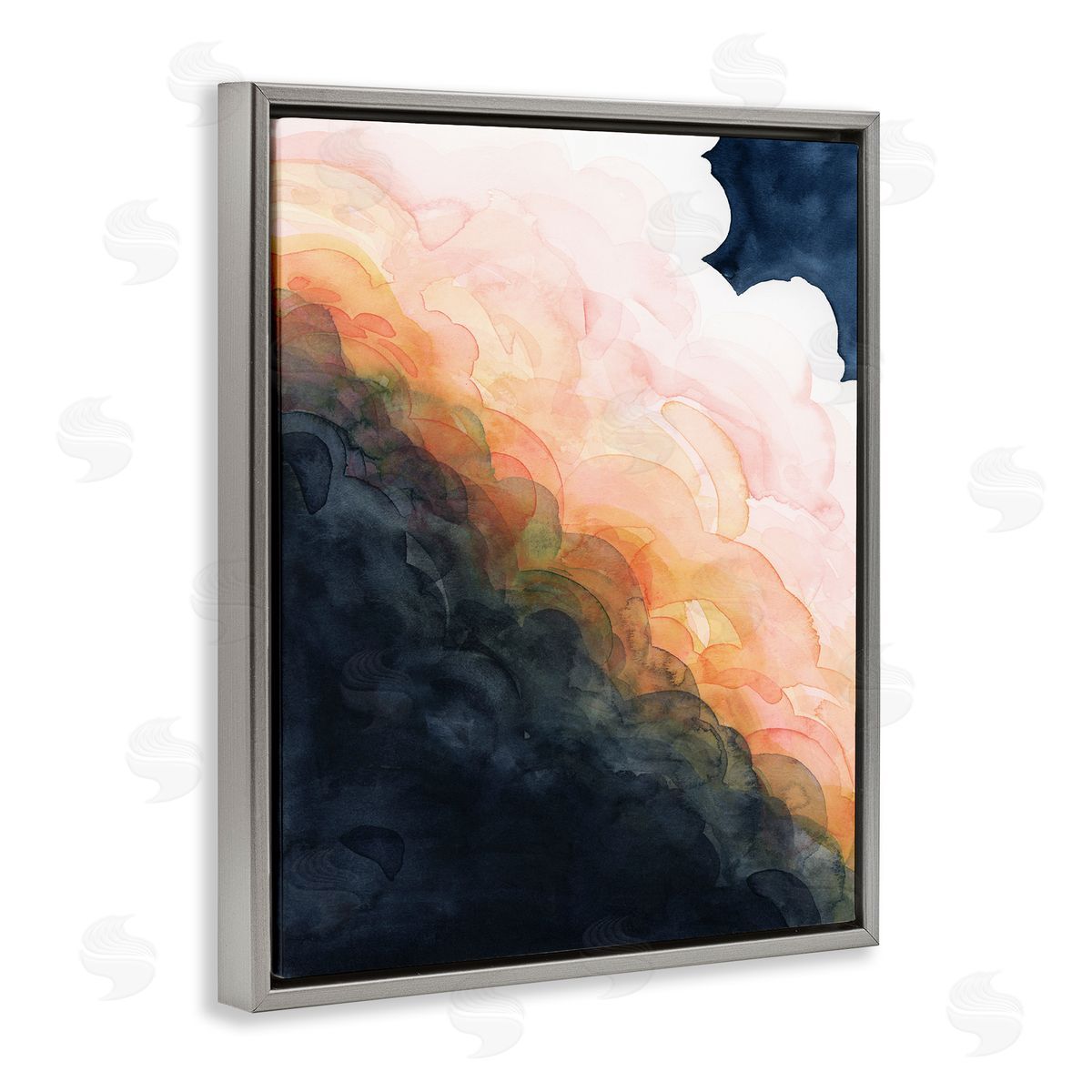 Abstract Sunset Storm Clouds Grey Floating Frame Canvas Wall Art, Home Decor by Grace Popp