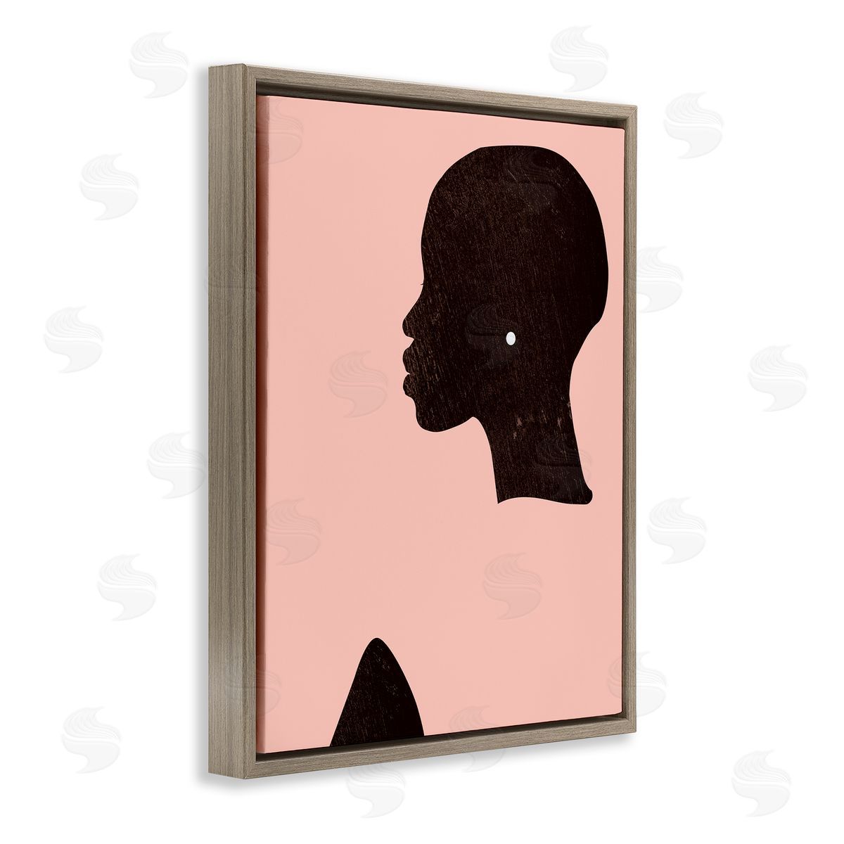 Glam Female Pearl Earing Brown Floating Frame Canvas Wall Art, Home Decor by Jennifer Paxton Parker