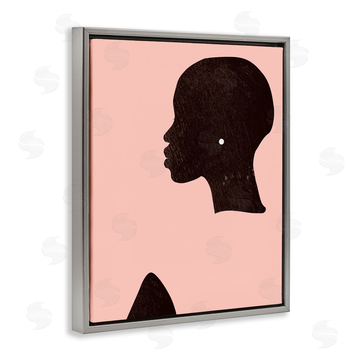 Glam Female Pearl Earing Grey Floating Frame Canvas Wall Art, Home Decor by Jennifer Paxton Parker