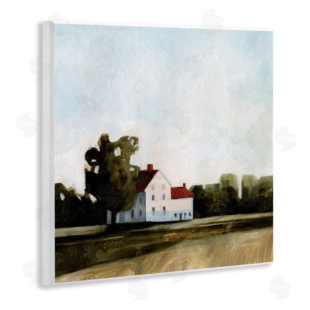 Cottage with Tree Meadow Wood Plaque Wall Art, Home Decor by Emma Caroline