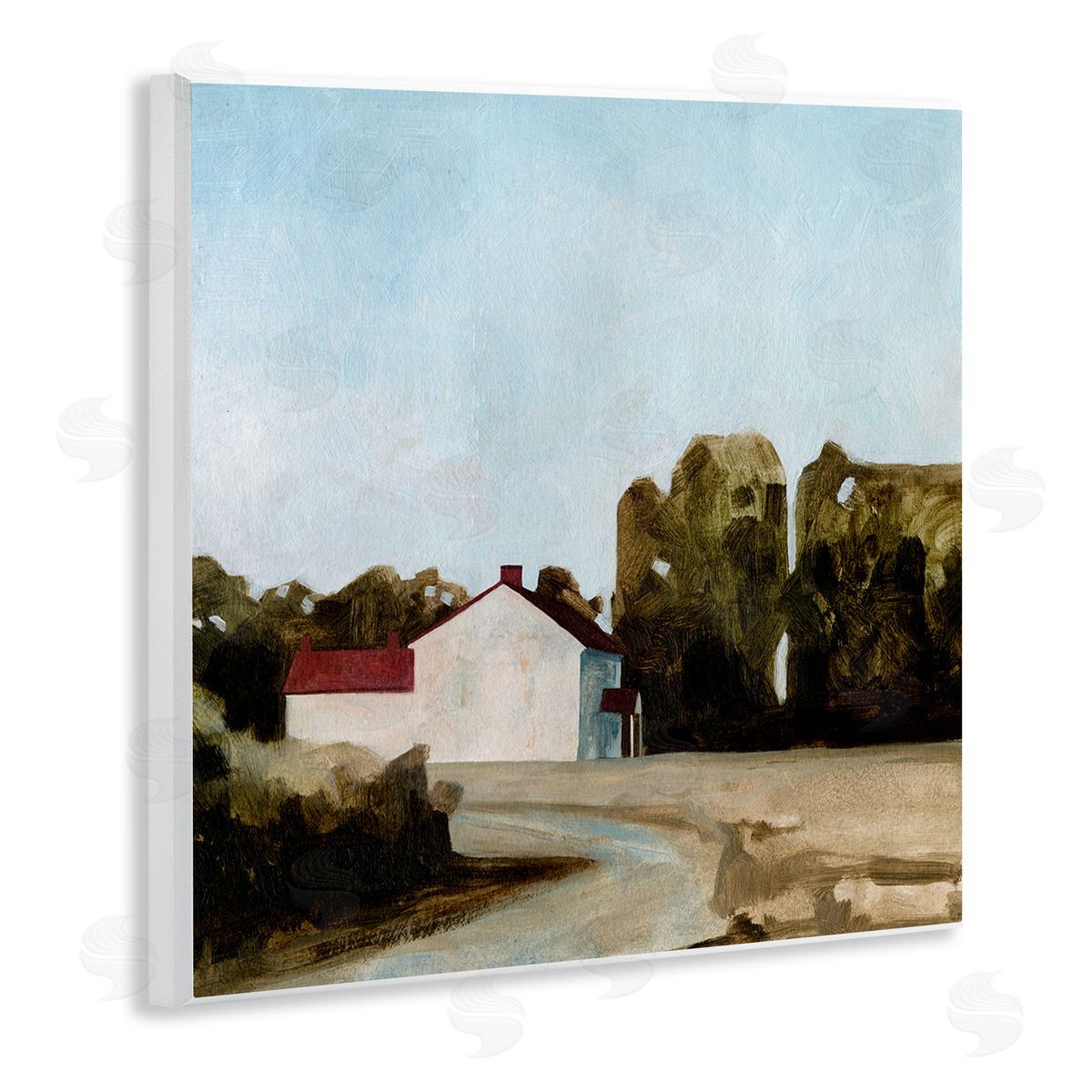 Farmhouse Cottage in Meadow Wood Plaque Wall Art, Home Decor by Emma Caroline