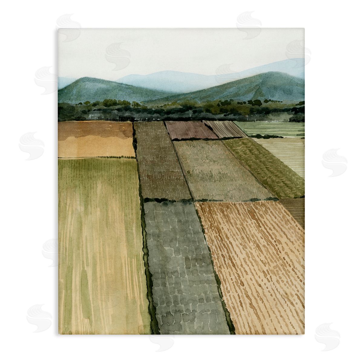 Green Farm Land Landscape Canvas Wall Art, Home Decor by Grace Popp
