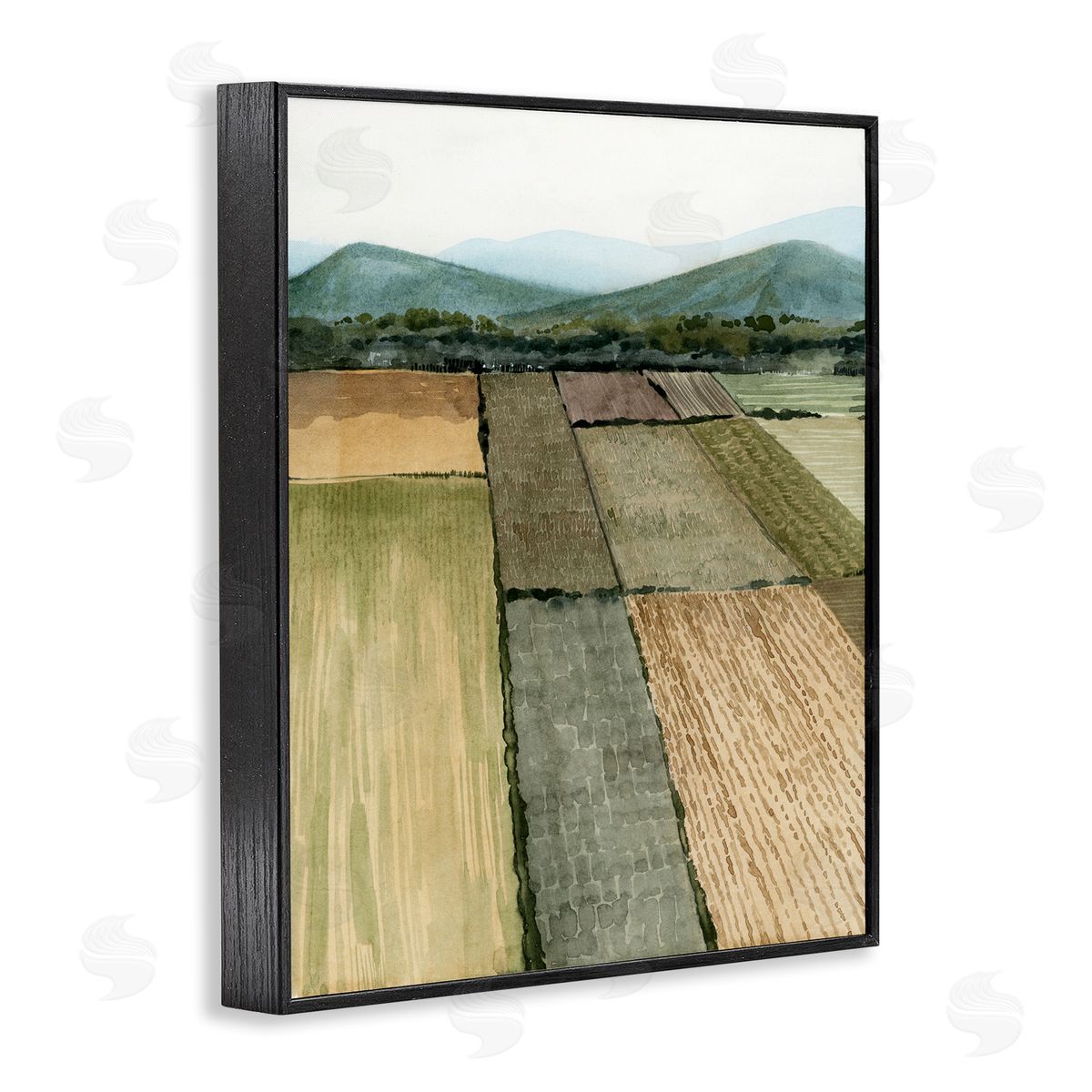 Green Farm Land Landscape Black Frame Print Wall Art, Home Decor by Grace Popp
