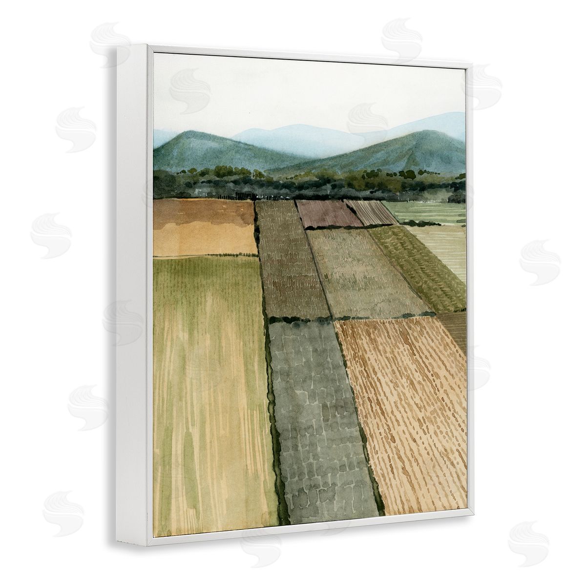 Green Farm Land Landscape White Frame Print Wall Art, Home Decor by Grace Popp