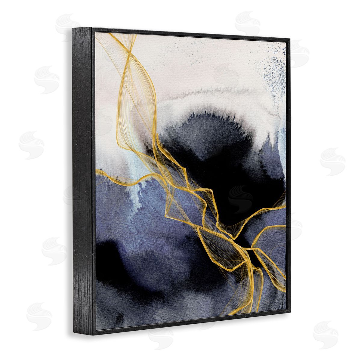 Modern Blue Coastal Abstract Black Frame Print Wall Art, Home Decor by Irena Orlov