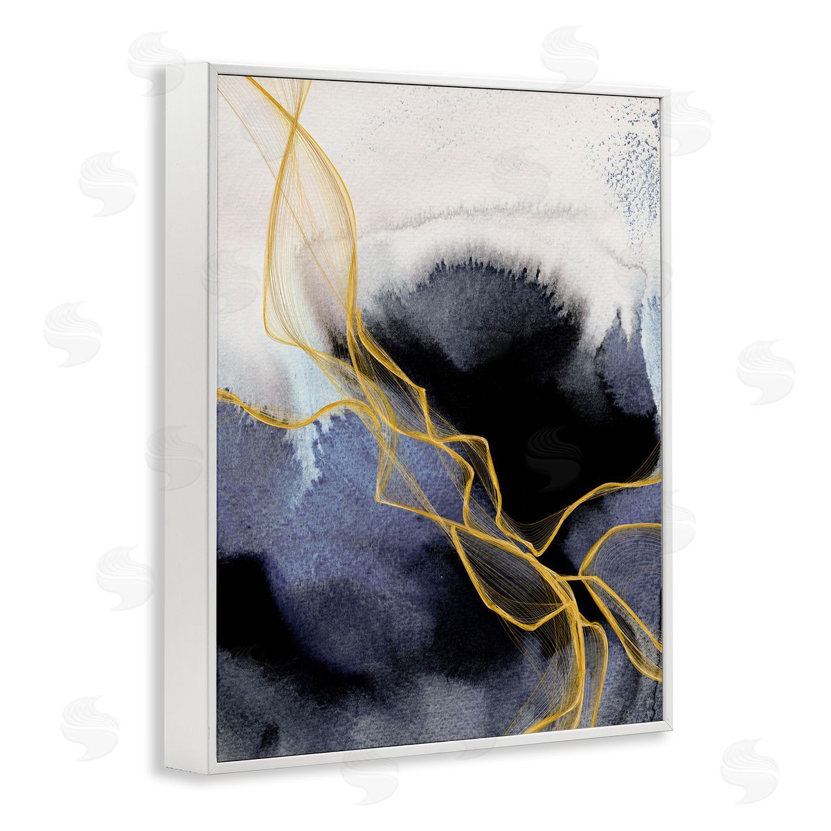 Modern Blue Coastal Abstract White Frame Print Wall Art, Home Decor by Irena Orlov