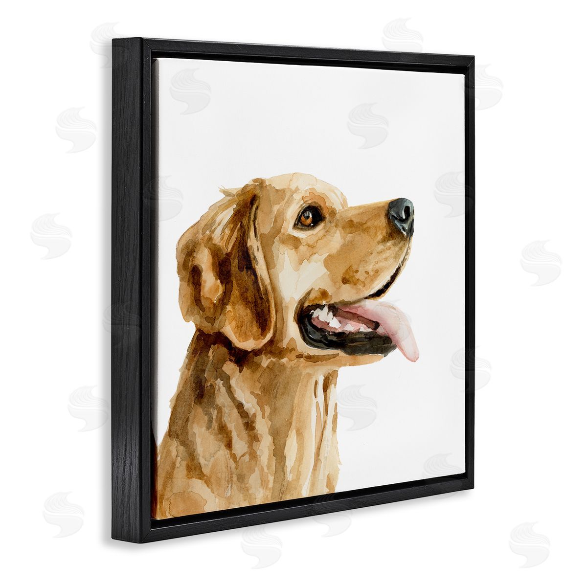 Watercolor Labrador Dog Portrait Black Floating Frame Canvas Wall Art, Home Decor by Victoria Barnes