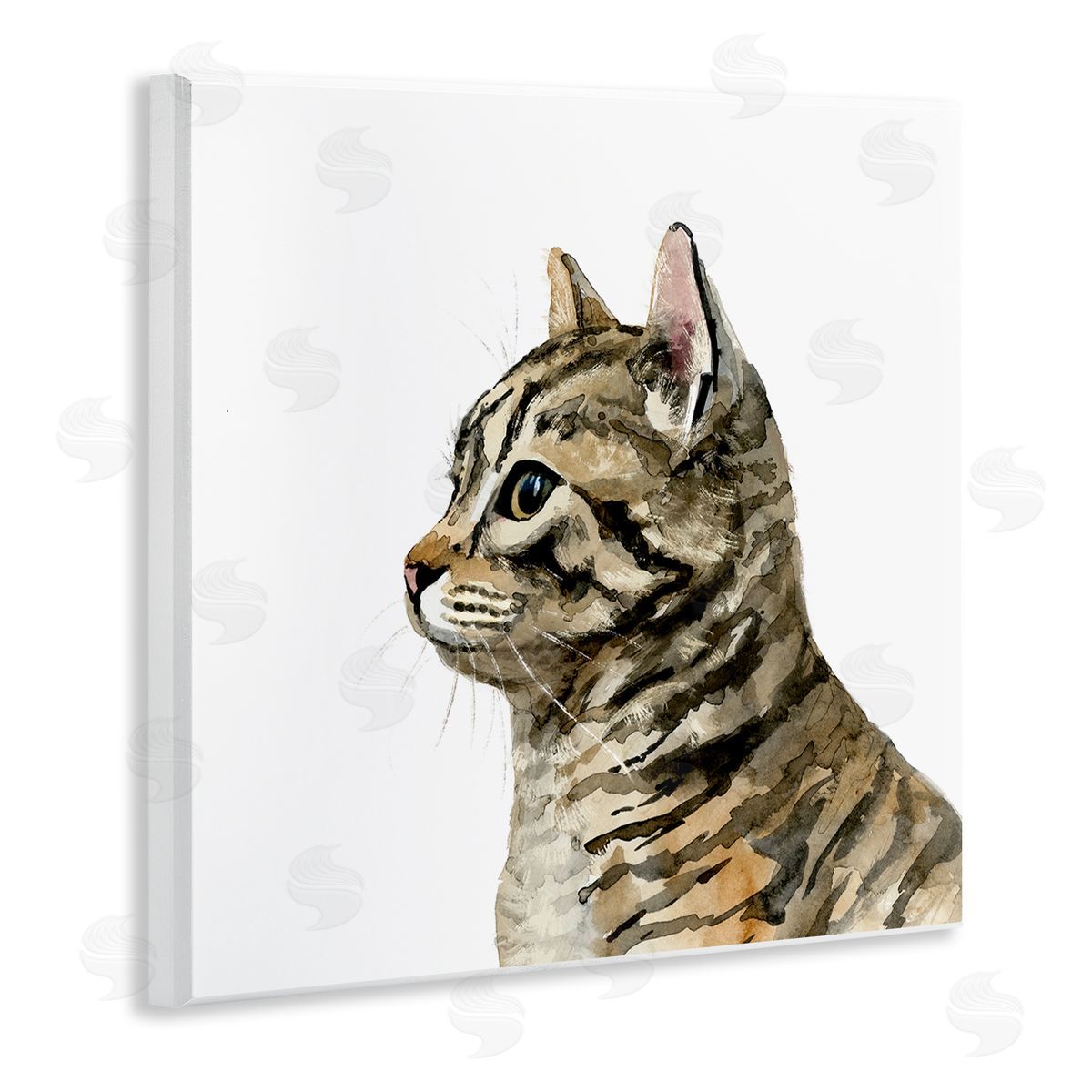 Watercolor Tabby Cat Portrait Wood Plaque Wall Art, Home Decor by Victoria Barnes