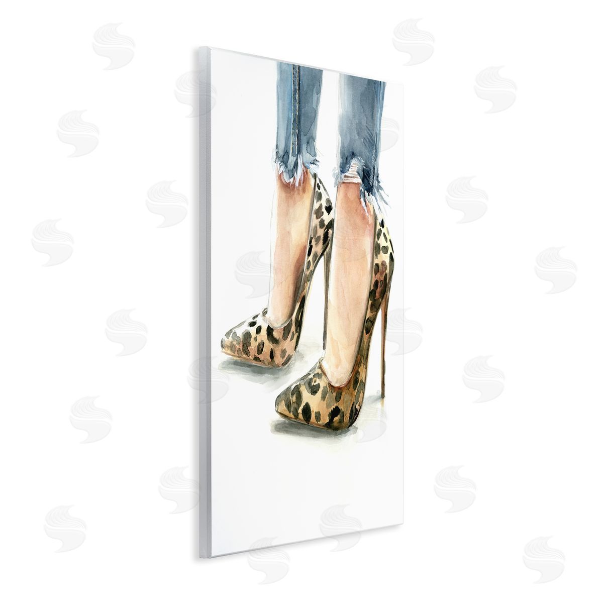 Cheetah Heels and Cuffed Jeans Wood Plaque Wall Art, Home Decor by Jennifer Paxton Parker