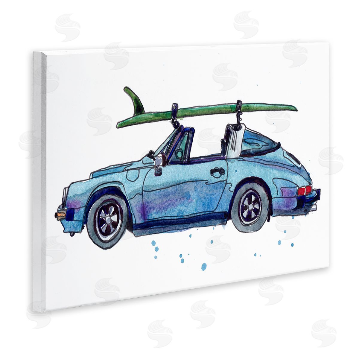 Vintage Blue Surf Car Wood Plaque Wall Art, Home Decor by Paul McCreery