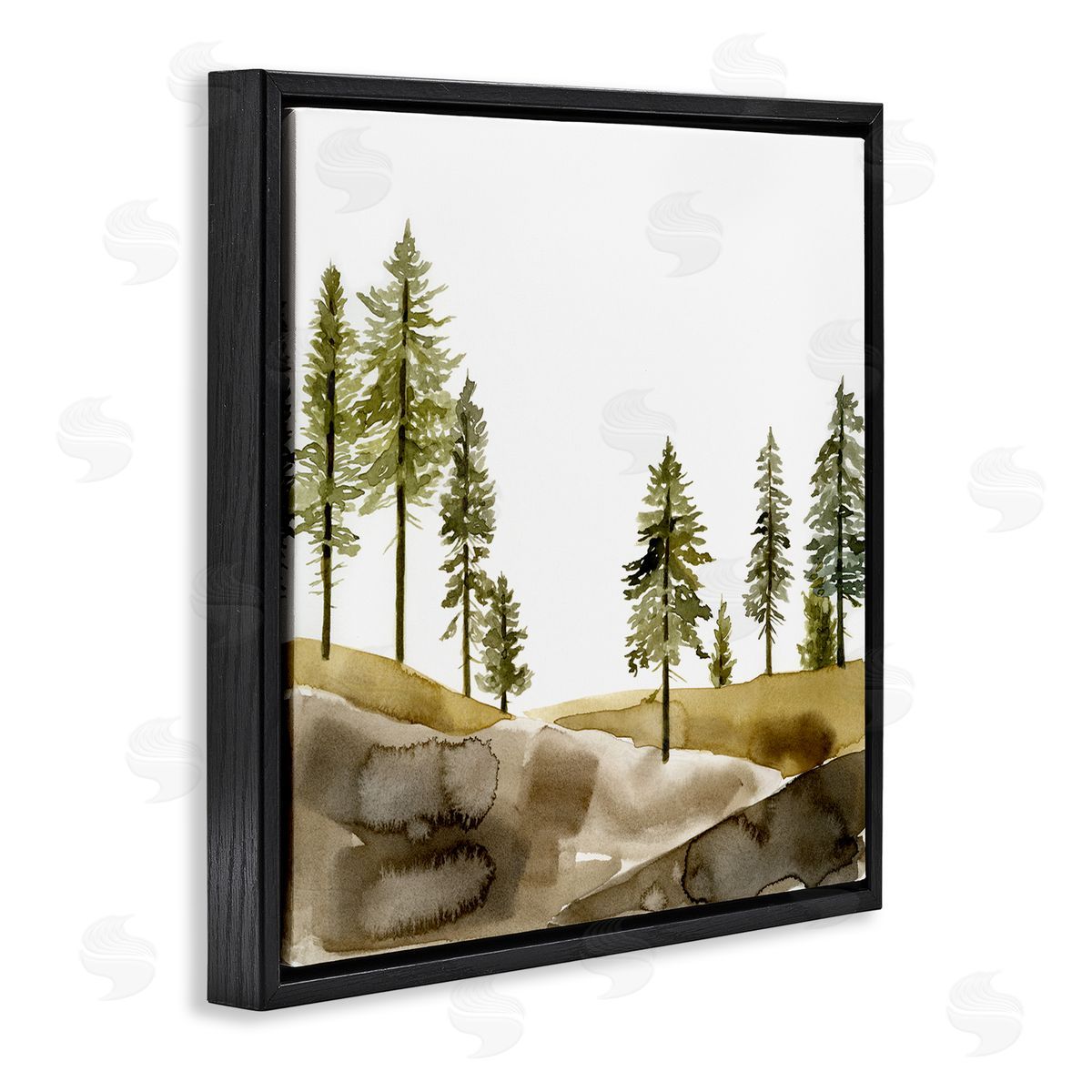 Pine Tree Forest Landscape Black Floating Frame Canvas Wall Art, Home Decor by Jacob Green
