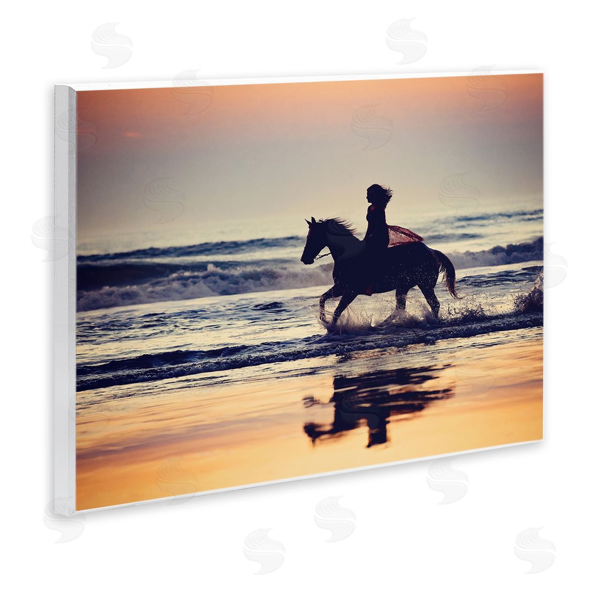 Sunset Beach Horseback Rider Wood Plaque Wall Art, Home Decor by PHBurchett