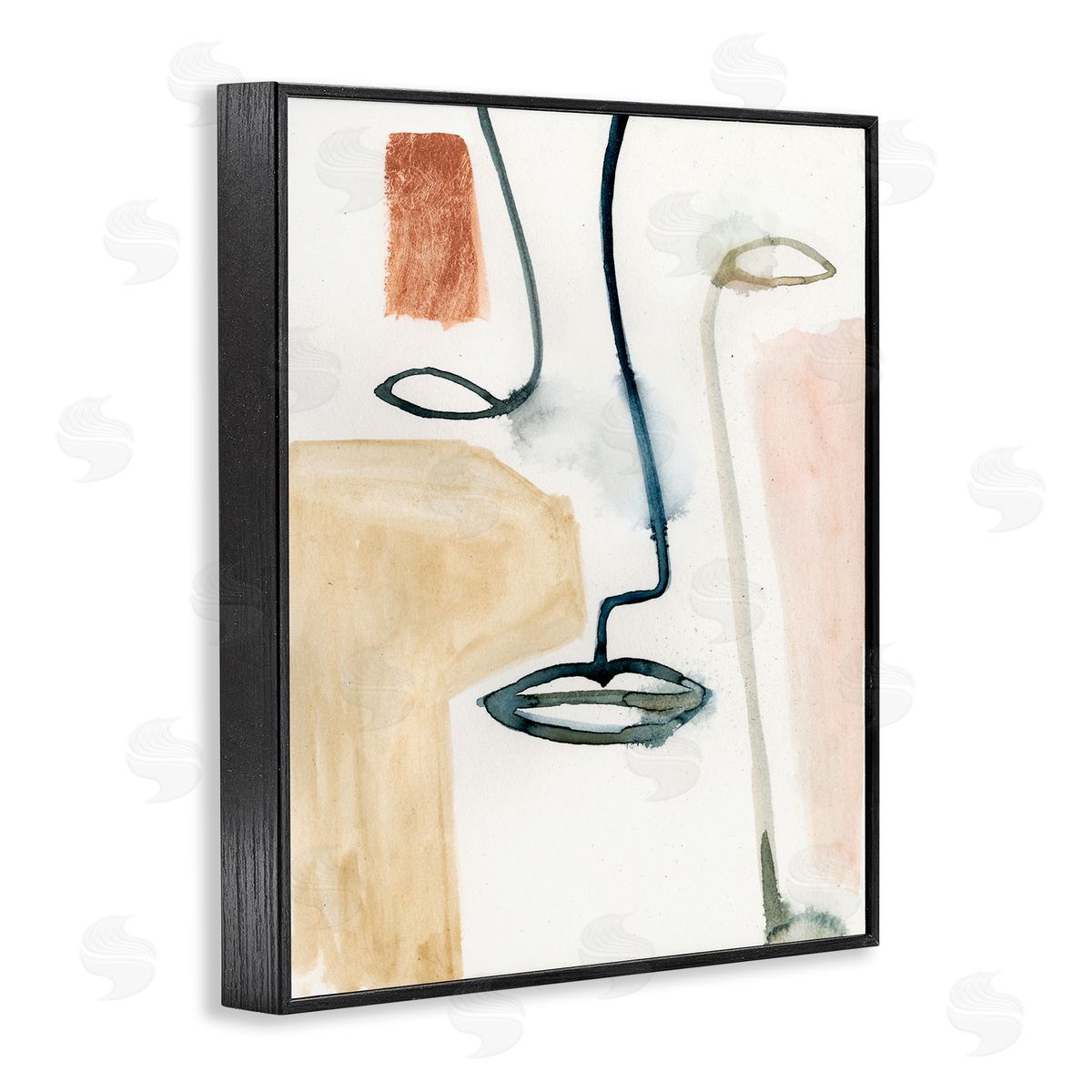 Abstract Line and Color Block Portrait Black Frame Print Wall Art, Home Decor by Victoria Barnes