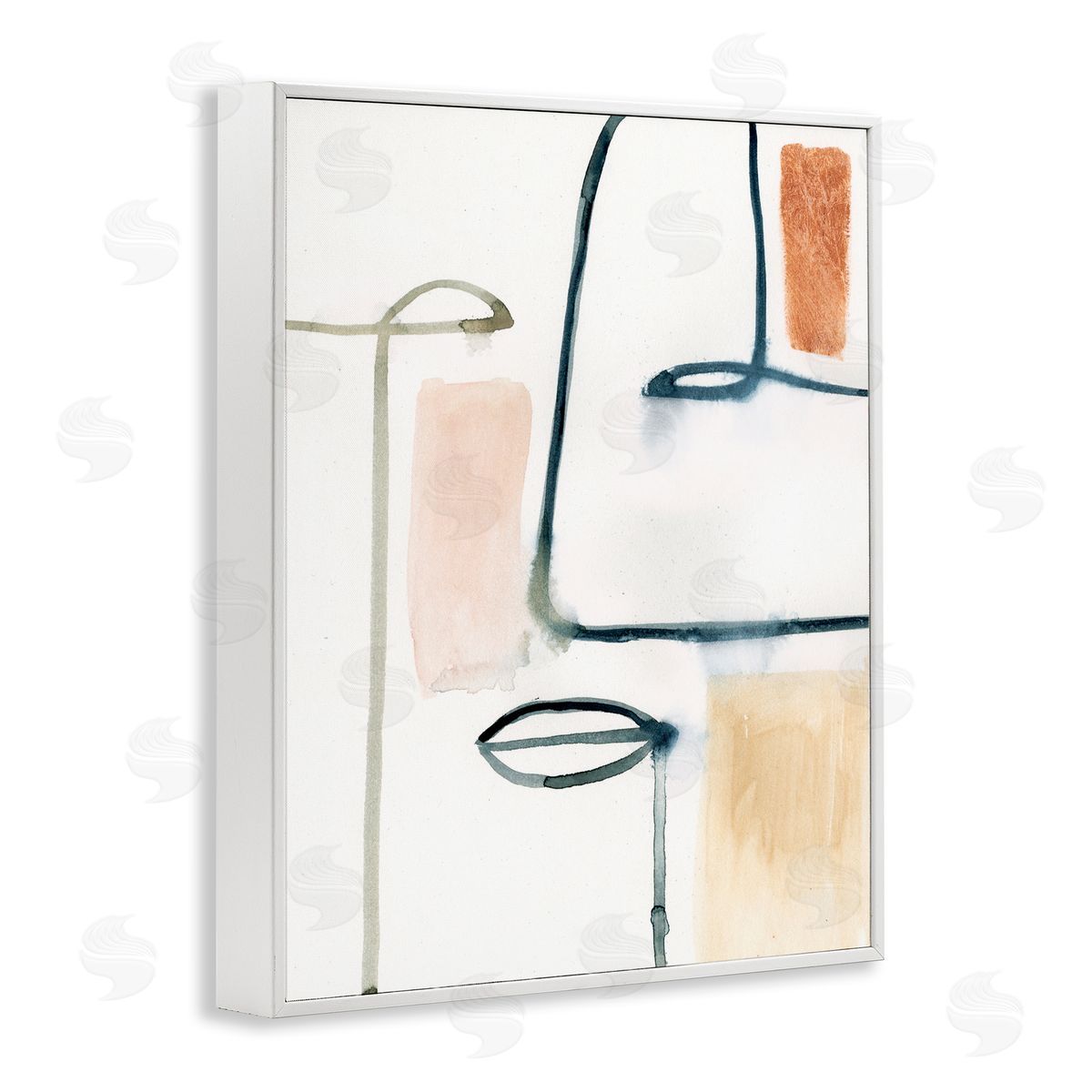 Abstract Collor Block and Line Portrait White Frame Print Wall Art, Home Decor by Victoria Barnes