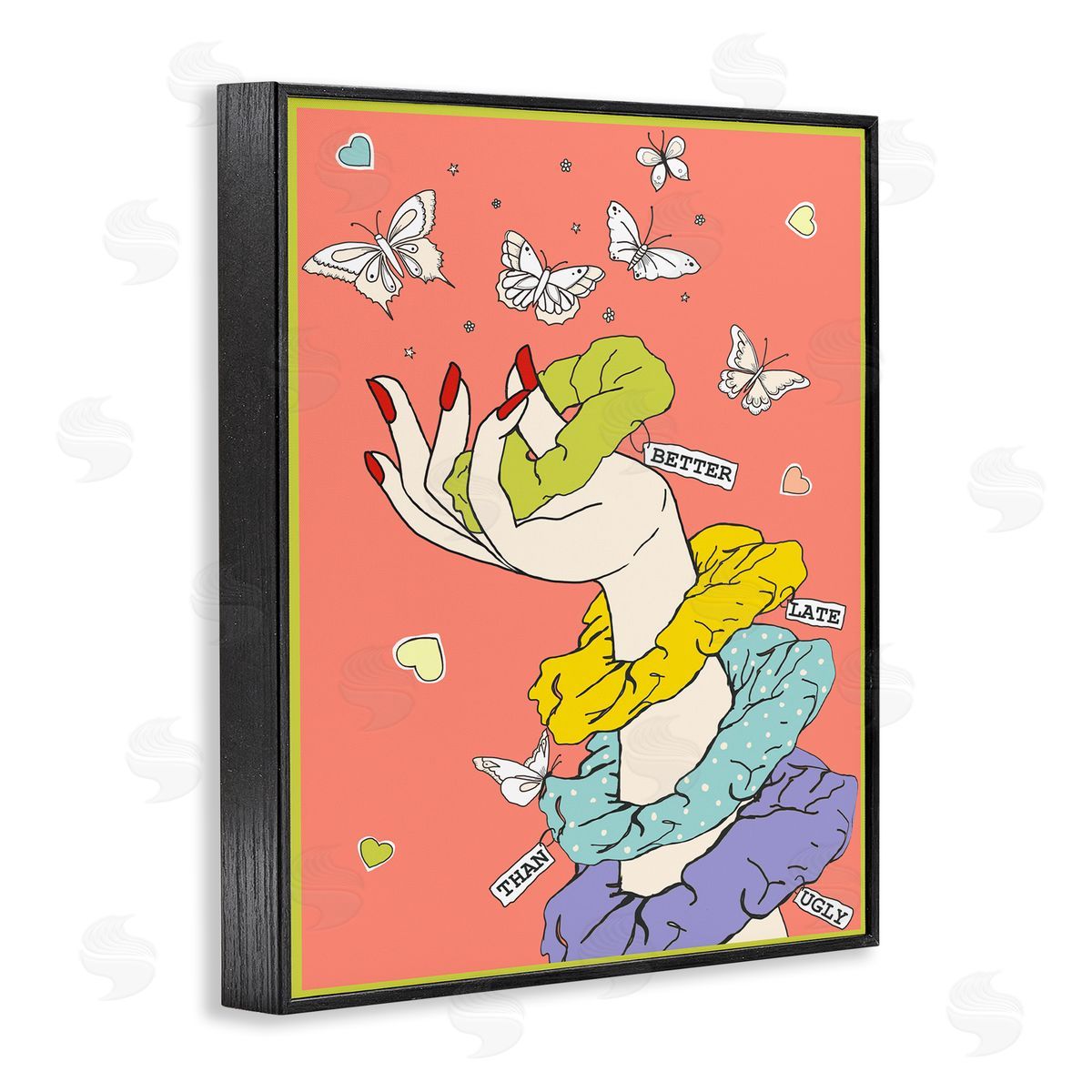 Better Late Than Ugly Funny Black Frame Print Wall Art, Home Decor by Sangita Bachelet