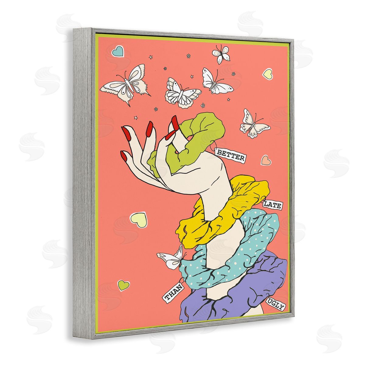 Better Late Than Ugly Funny Grey Frame Print Wall Art, Home Decor by Sangita Bachelet