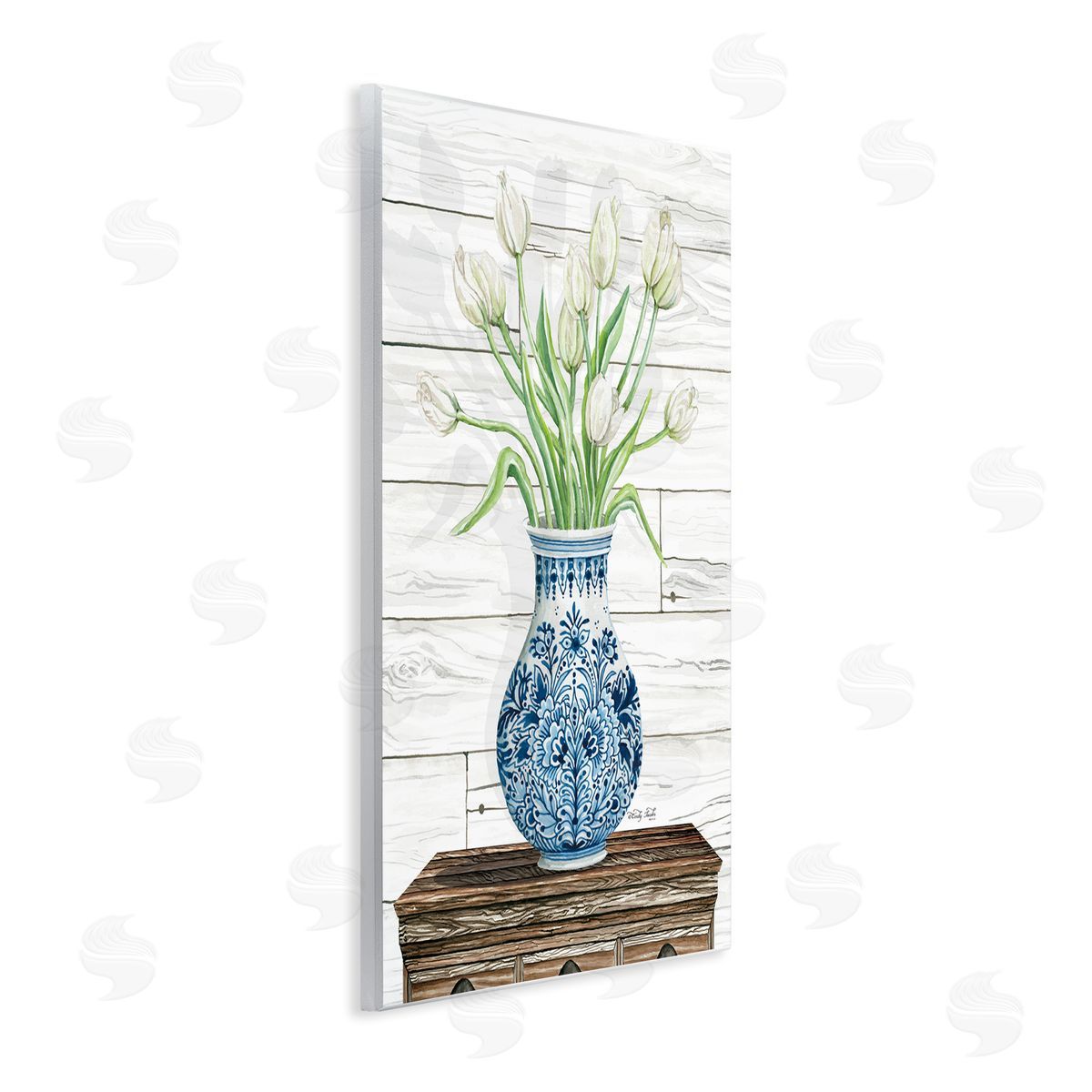 Tulip Bouquet in Blue vase Wood Plaque Wall Art, Home Decor by Cindy Jacobs