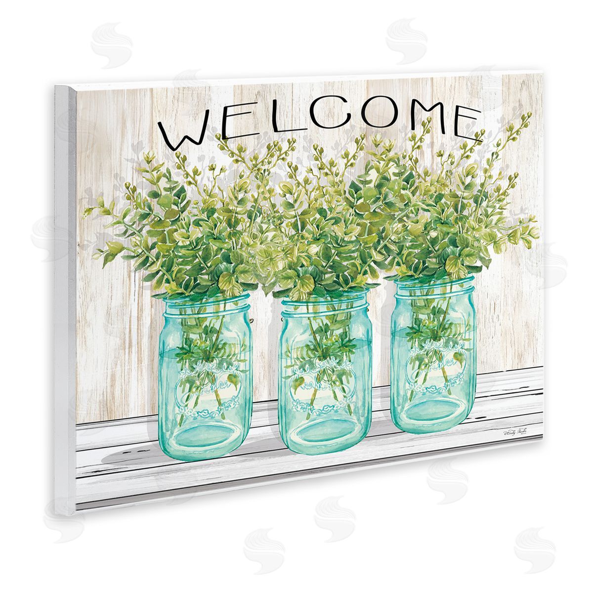 Welcome Sign With Botanical Jars Wood Plaque Wall Art, Home Decor by Cindy Jacobs