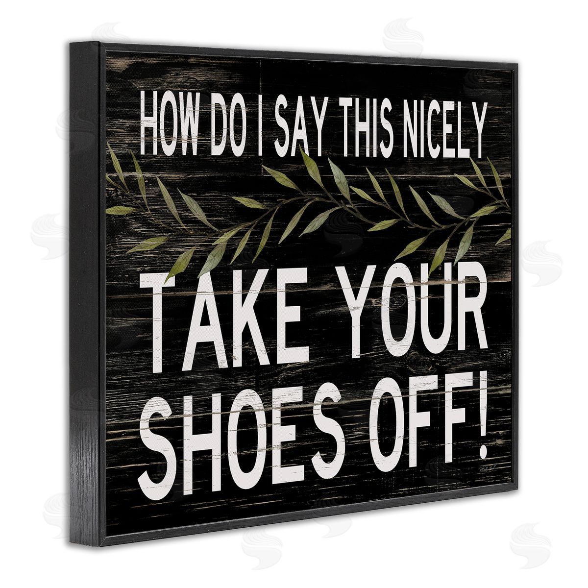 Funny Shoes Off Sign Black Frame Print Wall Art, Home Decor by Cindy Jacobs