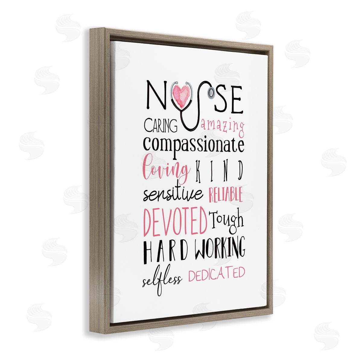 Nurse Inspritational Healthcare List Brown Floating Frame Canvas Wall Art, Home Decor by Elizabeth Tyndall