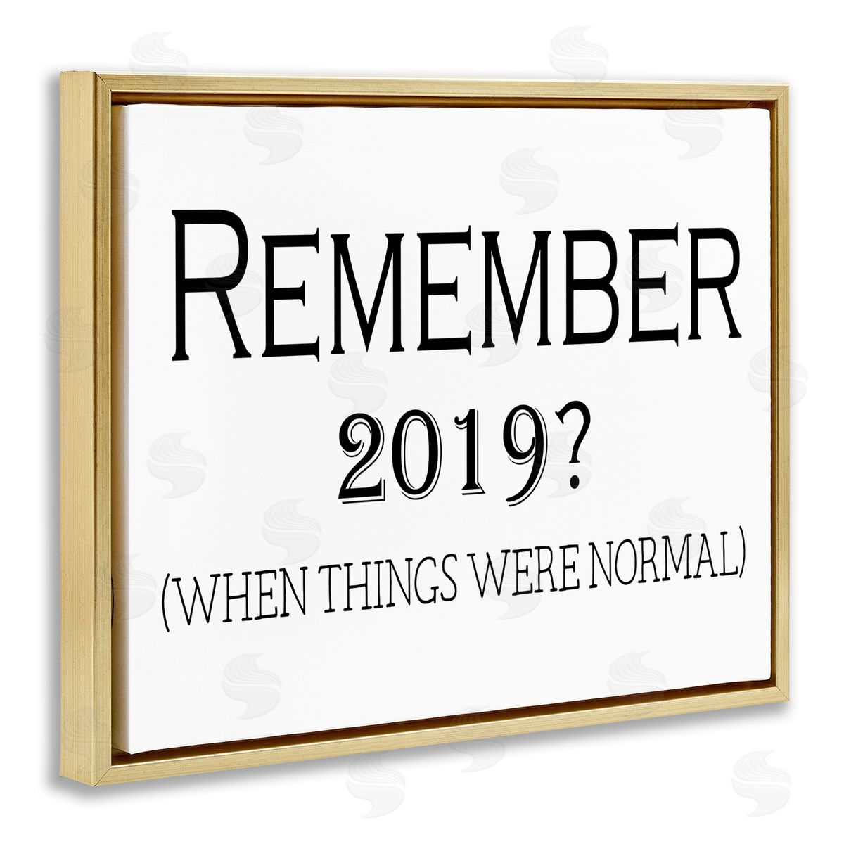 Remember 2019 Funny Text Gold Floating Frame Canvas Wall Art, Home Decor by Gail Green