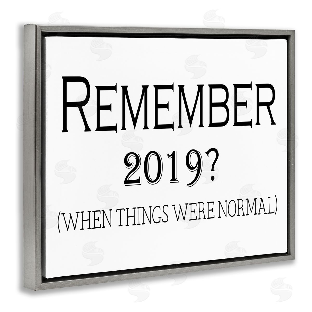 Remember 2019 Funny Text Grey Floating Frame Canvas Wall Art, Home Decor by Gail Green