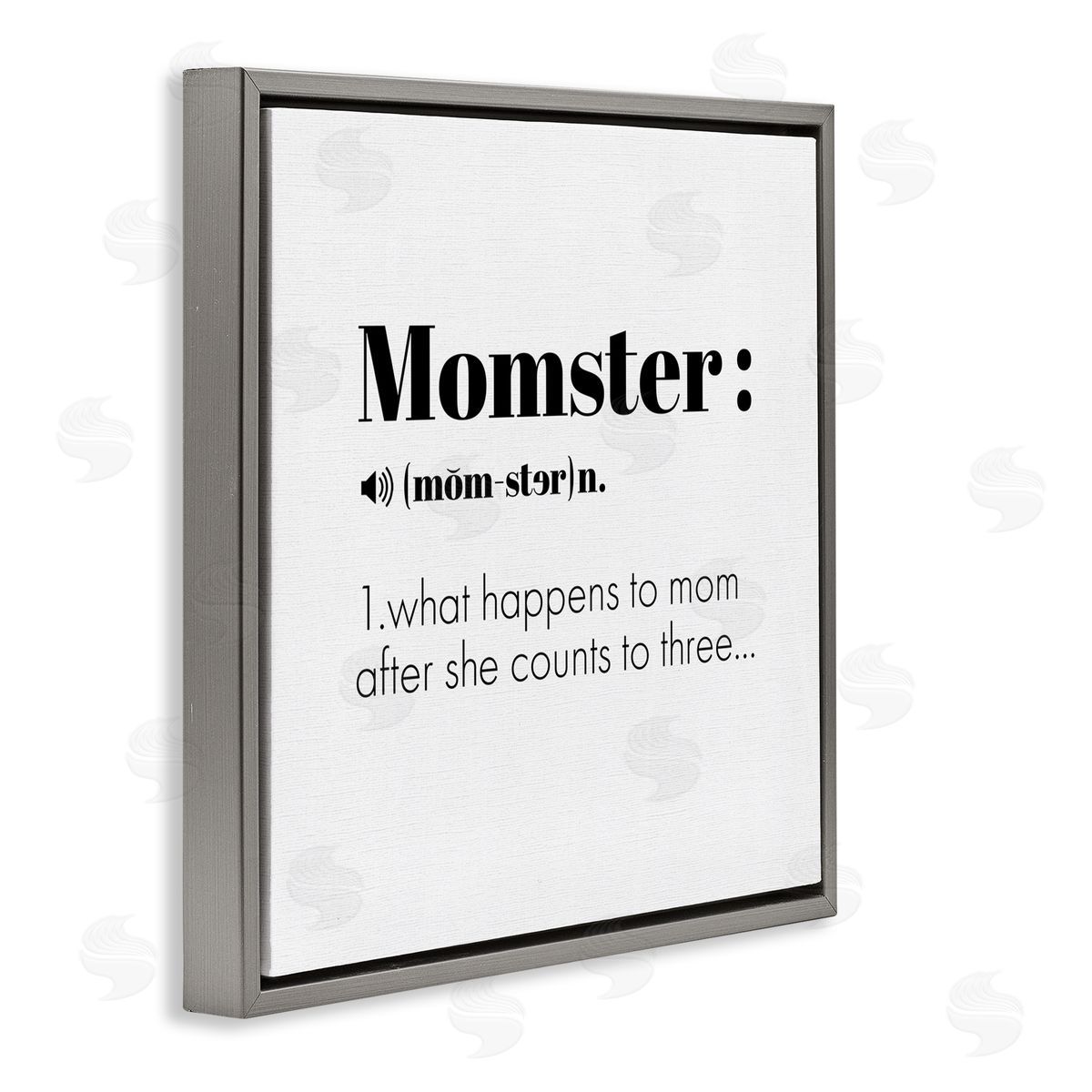 Momster Definition Funny Family Grey Floating Frame Canvas Wall Art, Home Decor by Ziwei Li