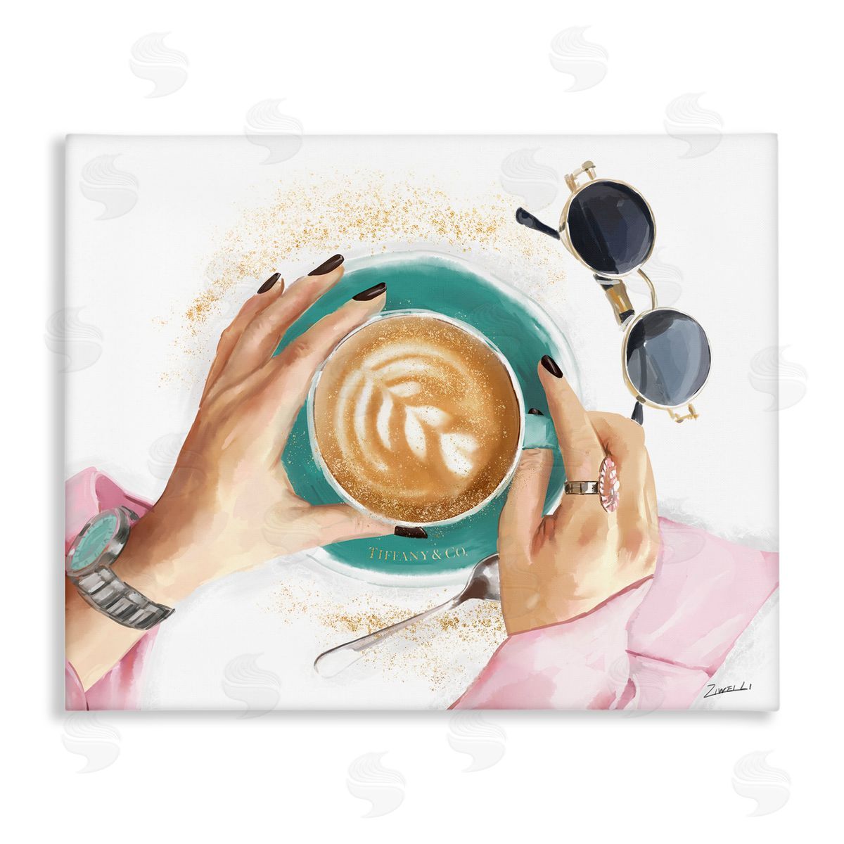 Latte Art with Fashion Accent Canvas Wall Art, Home Decor by Ziwei Li