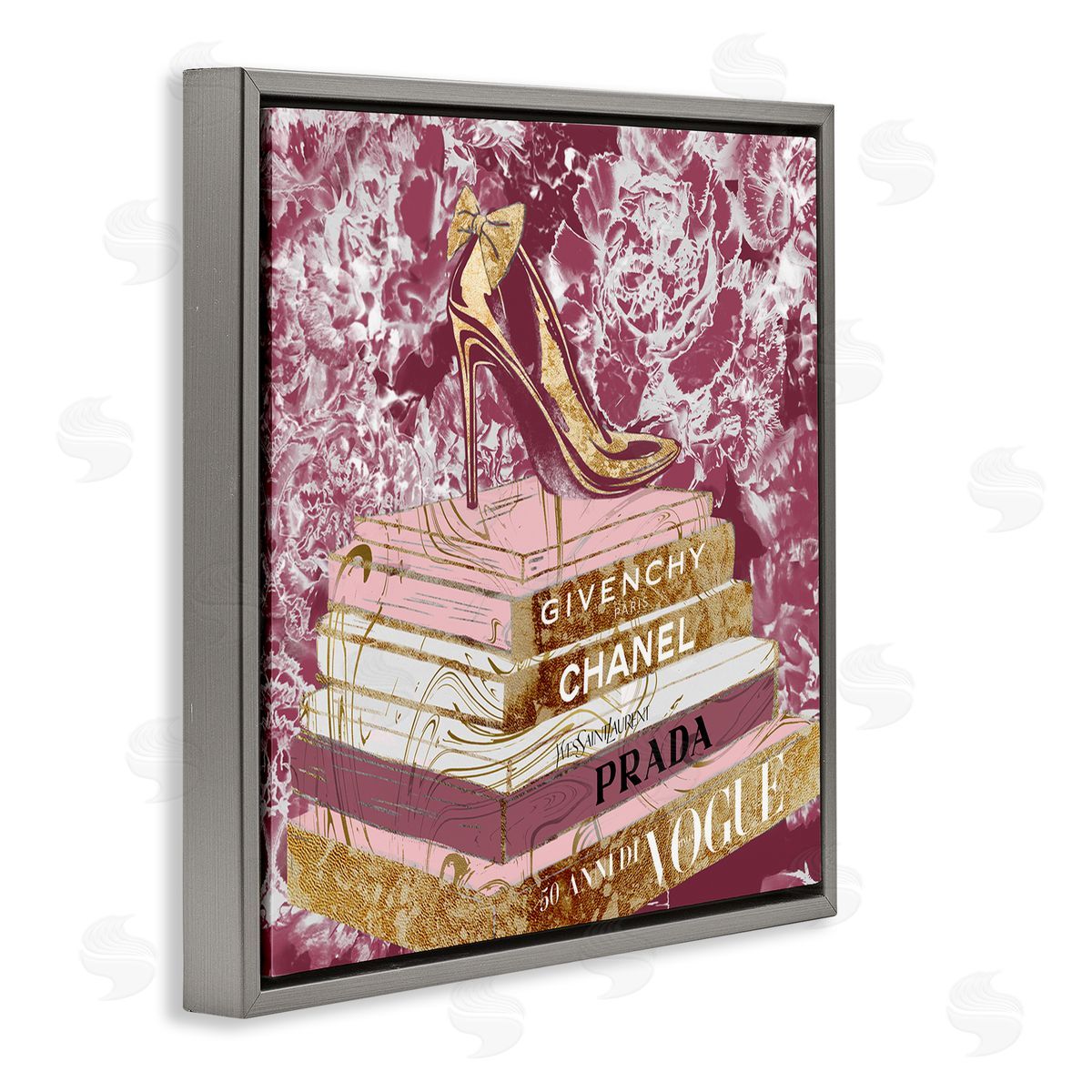 Heels on Fashion Books Pink Grey Floating Frame Canvas Wall Art, Home Decor by Ziwei Li