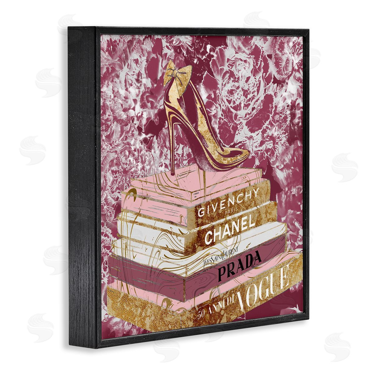 Heels on Fashion Books Pink Black Frame Print Wall Art, Home Decor by Ziwei Li