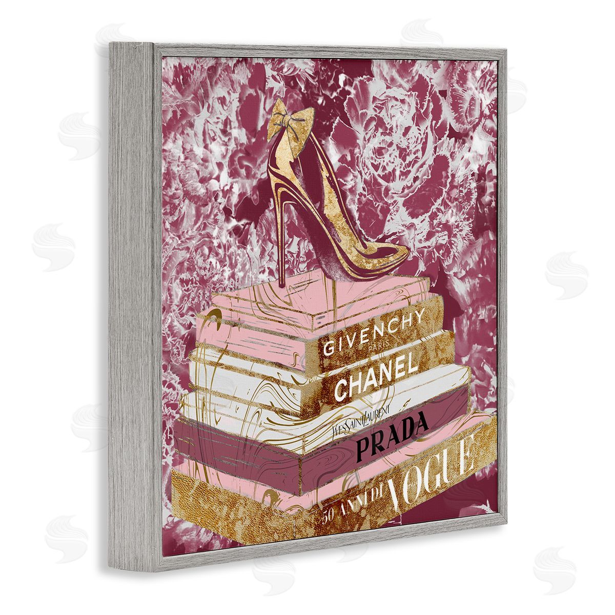 Heels on Fashion Books Pink Grey Frame Print Wall Art, Home Decor by Ziwei Li