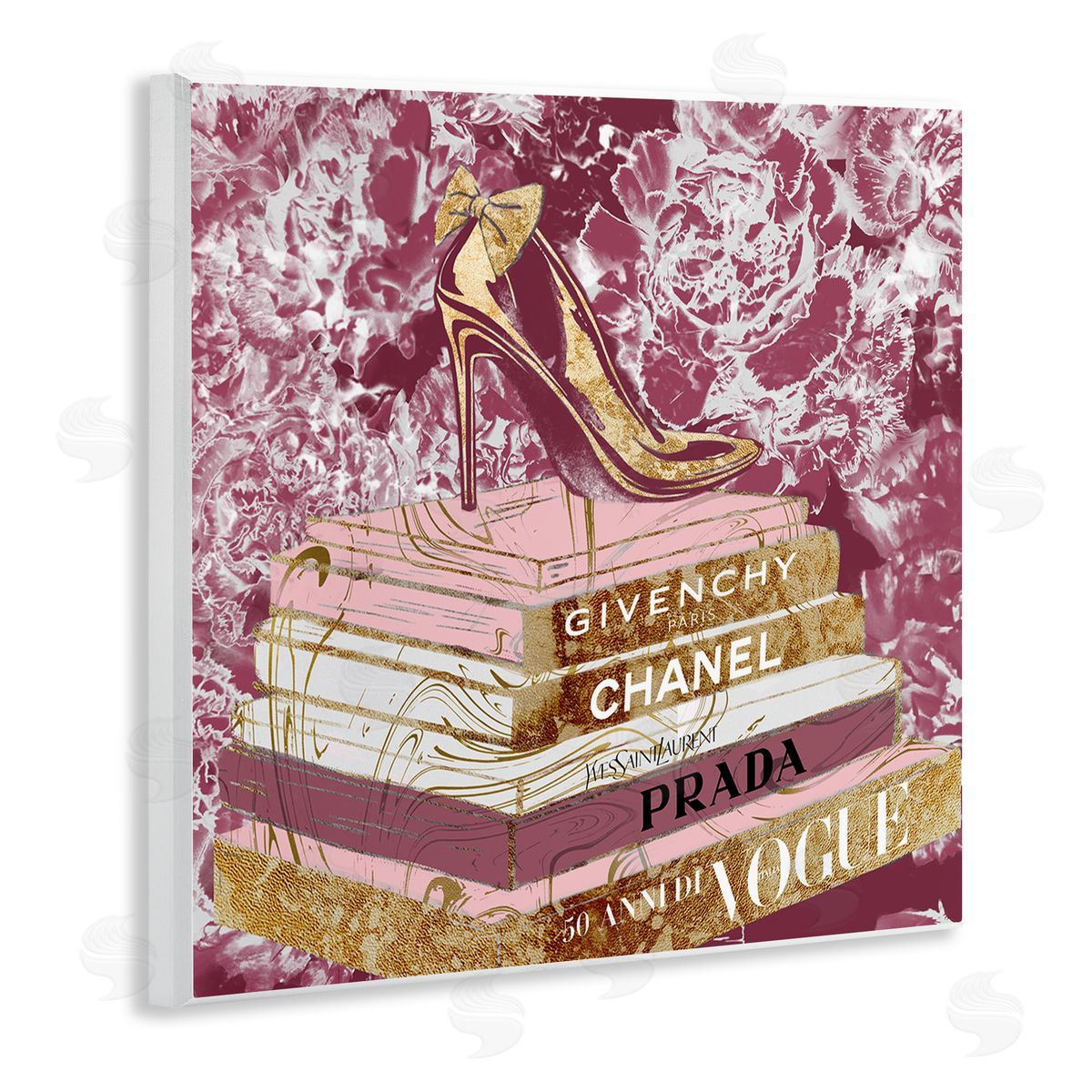 Heels on Fashion Books Pink Wood Plaque Wall Art, Home Decor by Ziwei Li
