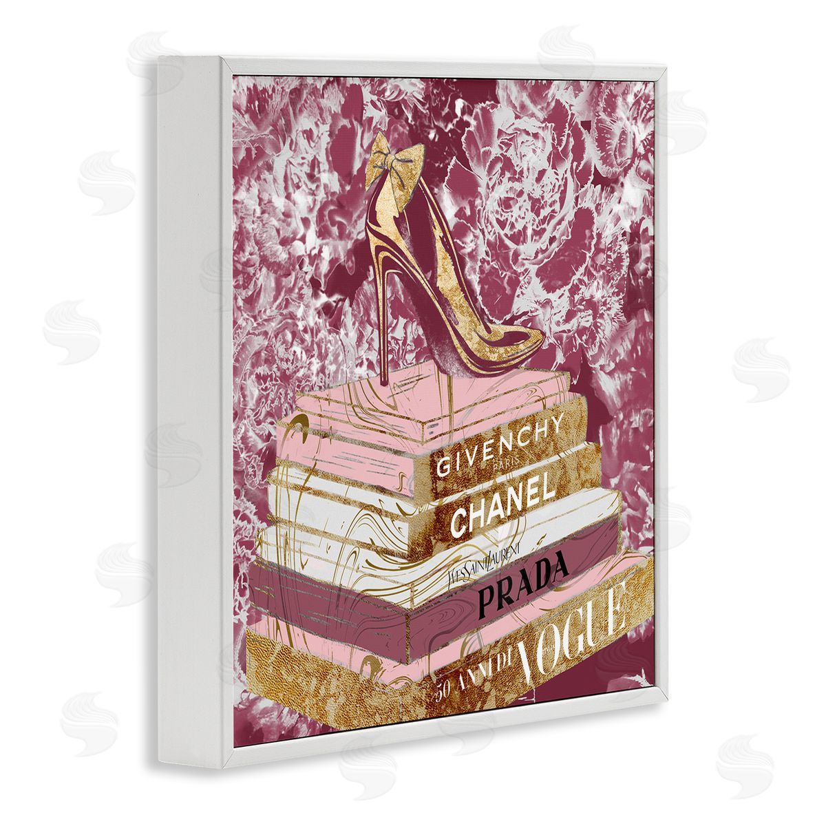 Heels on Fashion Books Pink White Frame Print Wall Art, Home Decor by Ziwei Li