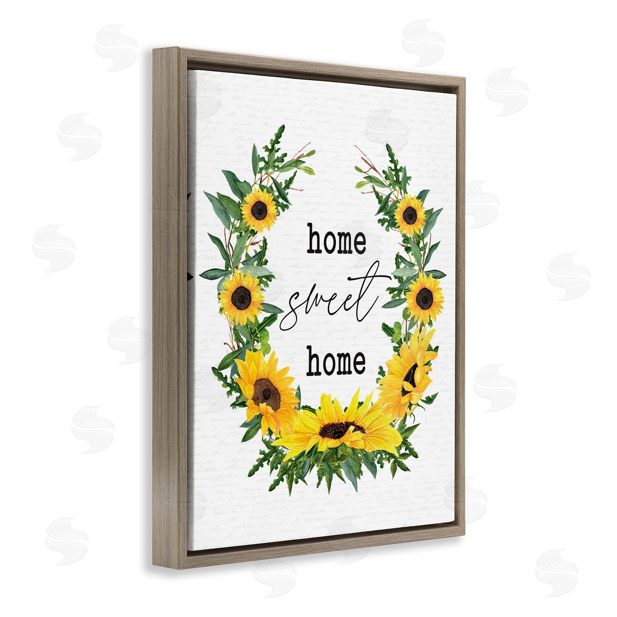 Home Sweet Home Sunflowers Brown Floating Frame Canvas Wall Art, Home Decor by Lettered and Lined