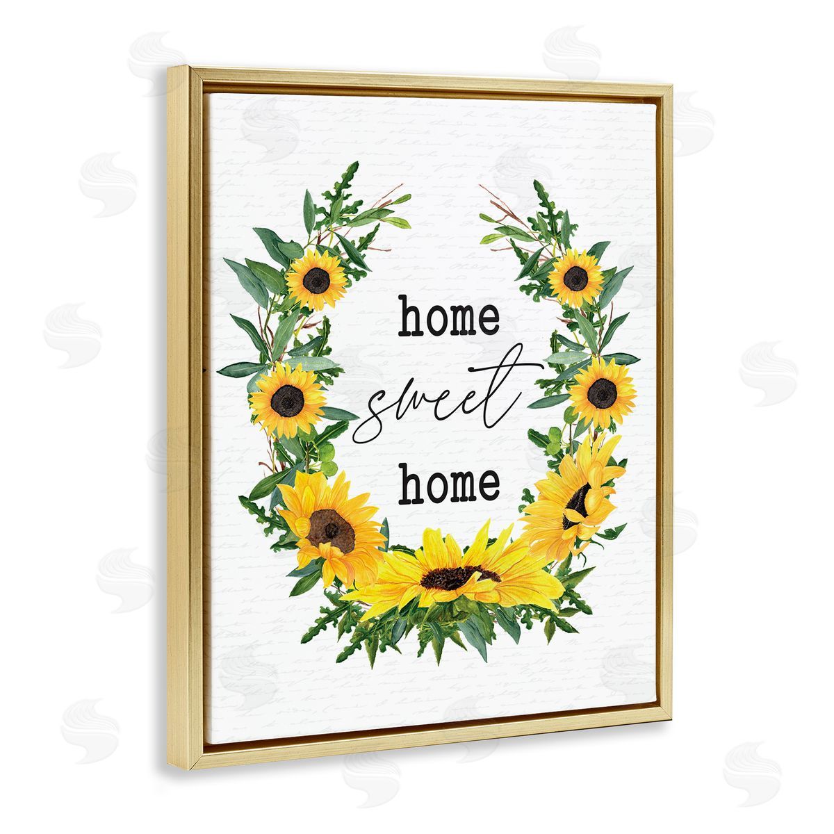 Home Sweet Home Sunflowers Gold Floating Frame Canvas Wall Art, Home Decor by Lettered and Lined