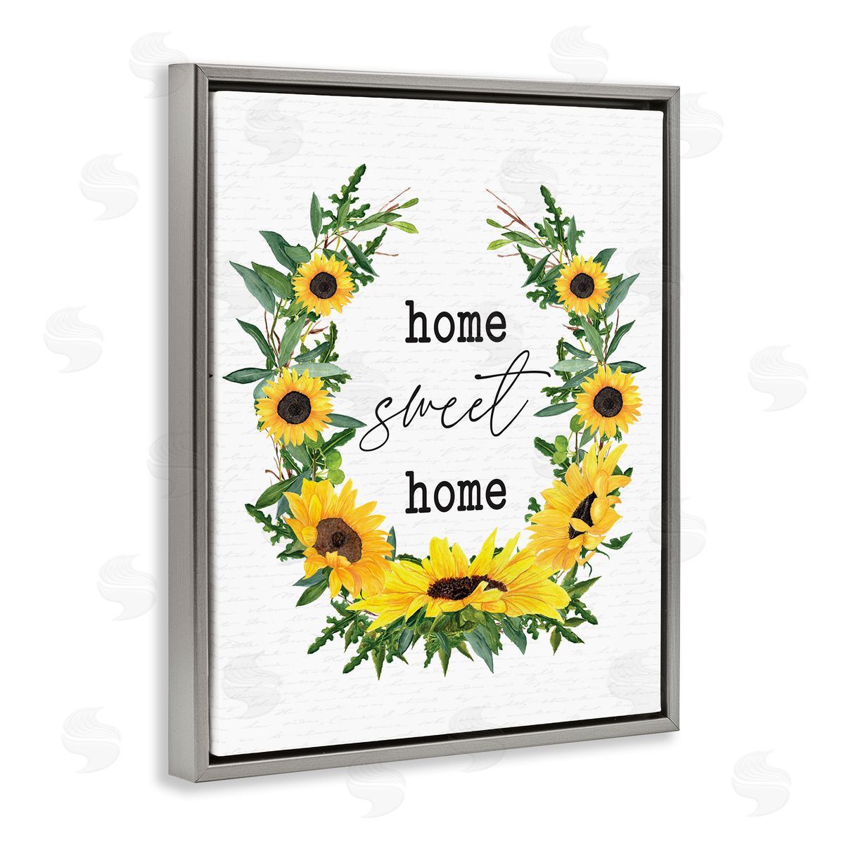 Home Sweet Home Sunflowers Grey Floating Frame Canvas Wall Art, Home Decor by Lettered and Lined