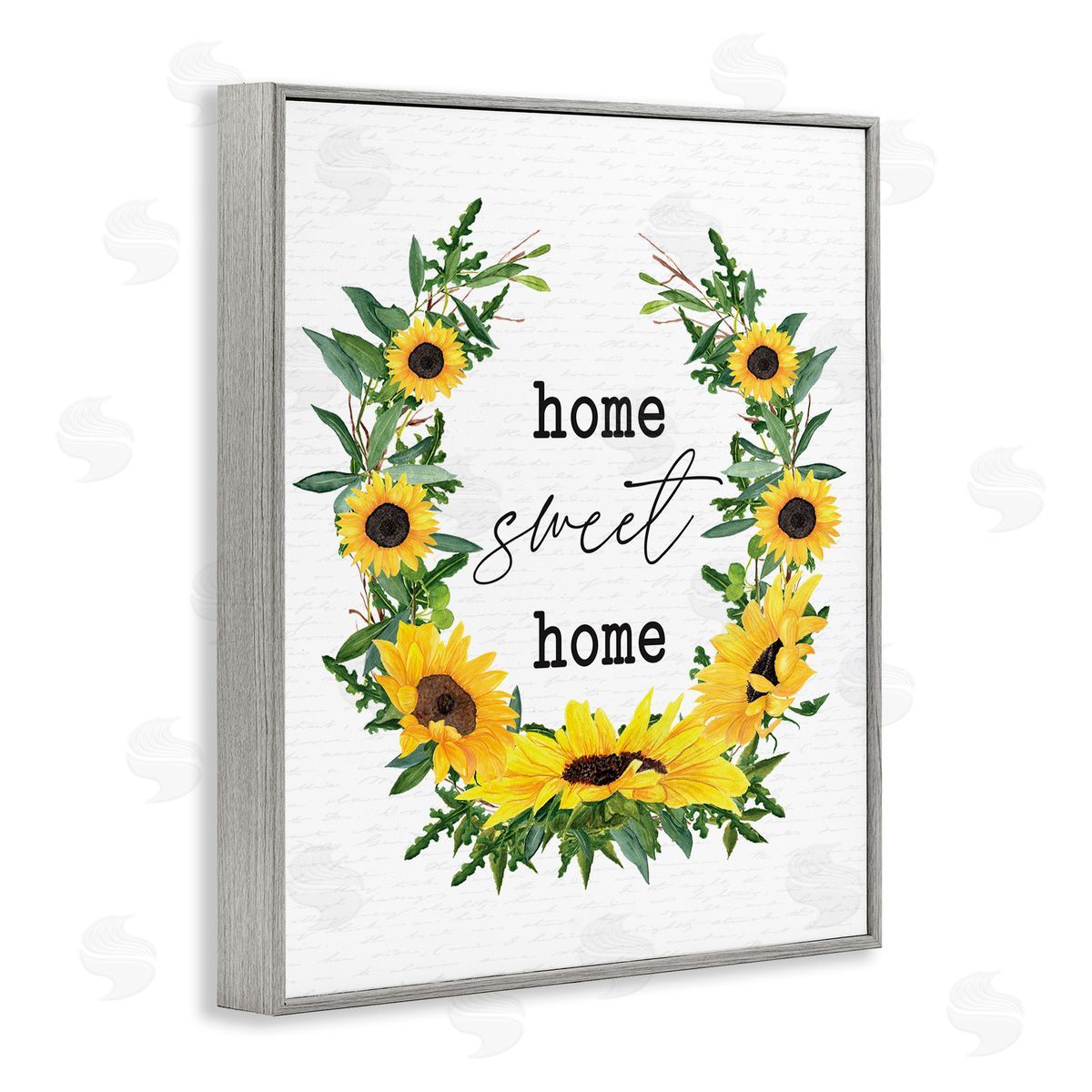Home Sweet Home Sunflowers Grey Frame Print Wall Art, Home Decor by Lettered and Lined