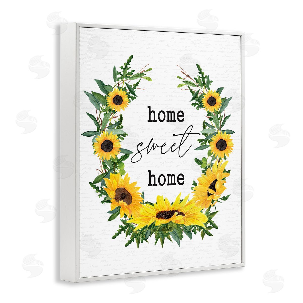 Home Sweet Home Sunflowers White Frame Print Wall Art, Home Decor by Lettered and Lined