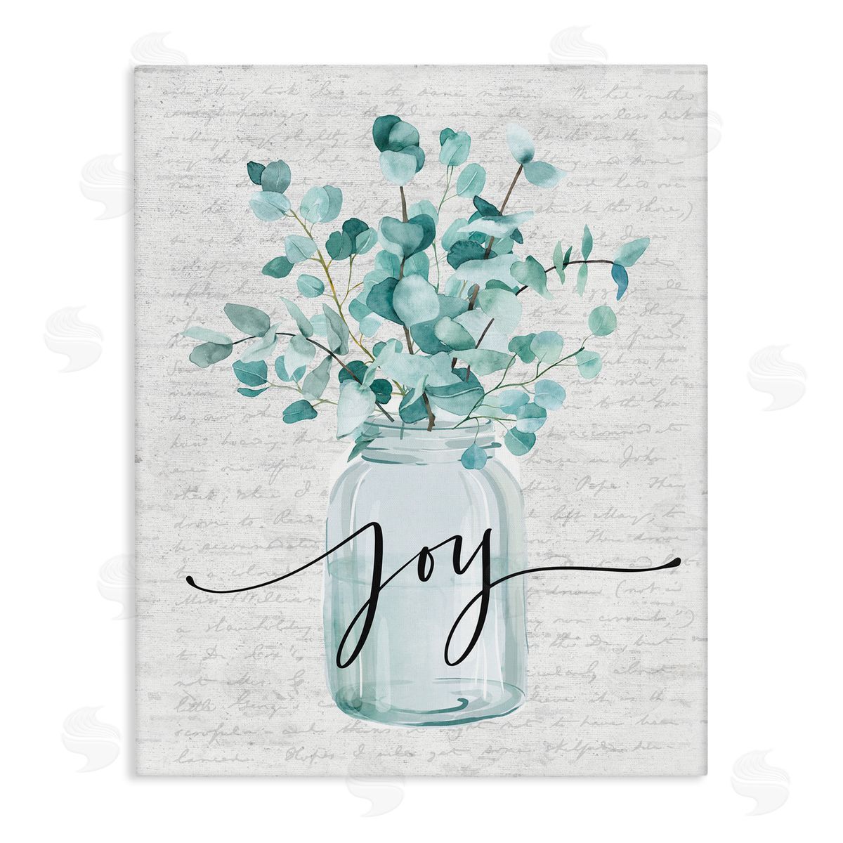 Joy with Blue Eucalyptus Canvas Wall Art, Home Decor by Lettered and Lined
