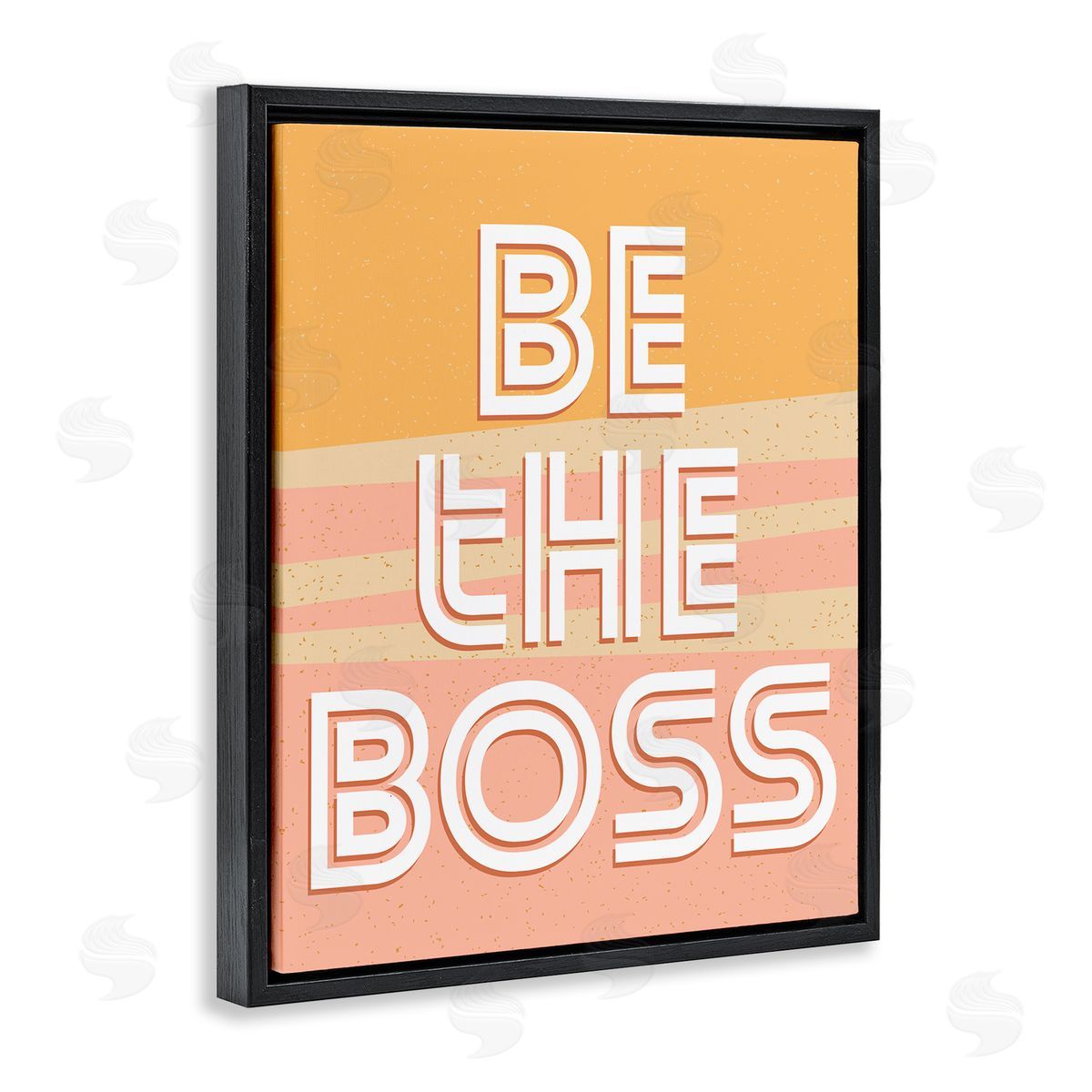 Be The Boss Quote Pink Black Floating Frame Canvas Wall Art, Home Decor by Kim Allen